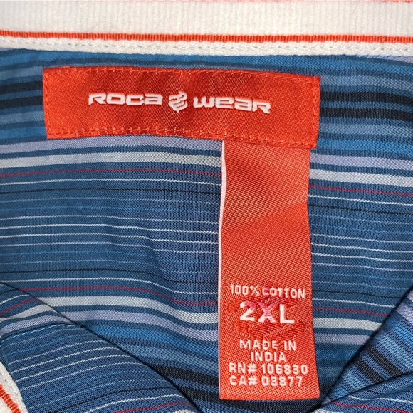 NWT  Rocawear French Blue Striped  Button Shirt Mens 2XL Y2K 90s Streetwear NEW - Picture 7 of 8